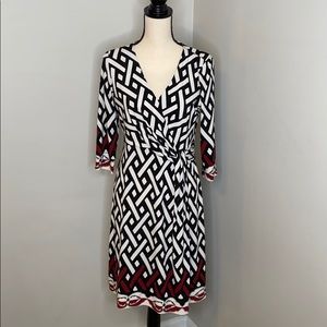 White House Black Market Black and White Geometric Midi Dress
